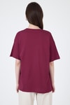 Kadın Tişört-Bordo Yaka Yazı Baskılı Oversize Pamuklu  Tişört 2150-34M-rulem
