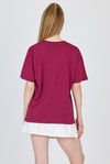 Kadın Tişört-Bordo Yazı Baskılı %100 Pamuk Oversize Tişört 2150-5M-rulem