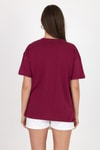 Kadın Tişört-Bordo Yazı Baskılı %100 Pamuk Oversize Tişört 2150-10M-rulem