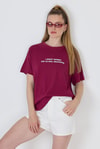 Kadın Tişört-Bordo Yazı Baskılı %100 Pamuk Oversize Tişört 2150-8M-rulem