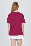 Kadın Tişört-Bordo Yazı Baskılı %100 Pamuk Oversize Tişört 2150-9M-rulem