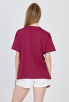 Kadın Tişört-Bordo Yazı Baskılı %100 Pamuk Oversize Tişört 2150-8M-rulem