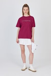 Kadın Tişört-Bordo Yazı Baskılı %100 Pamuk Oversize Tişört 2150-5M-rulem