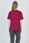 Kadın Tişört-Bordo Yazı Baskılı %100 Pamuk Oversize Tişört 2150-7M-rulem