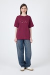 Kadın Tişört-Bordo Yazı Baskılı Oversize Pamuklu Tişört 2150-32M-rulem