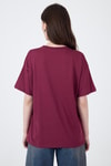 Kadın Tişört-Bordo Yazı Baskılı Pamuklu Oversize Tişört 2150-3M-rulem