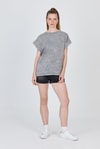 Kadın Tişört-Gri Yıkamalı Oversize Basic Tişört 253014-rulem