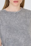 Kadın Tişört-Gri Yıkamalı Oversize Basic Tişört 253014-rulem