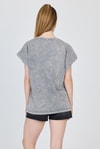 Kadın Tişört-Gri Yıkamalı Oversize Basic Tişört 253014-rulem