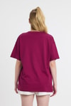 Kadın Tişört-Kalp Nakışlı Bisiklet Yaka Tişört 2150-11M Bordo -rulem