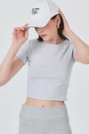 Kadın Tişört-Karmelanj Slim Fit Bisiklet Yaka Crop Tişört 3058-rulem