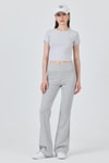 Kadın Tişört-Karmelanj Slim Fit Bisiklet Yaka Crop Tişört 3058-rulem