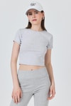 Kadın Tişört-Karmelanj Slim Fit Bisiklet Yaka Crop Tişört 3058-rulem