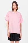 Kadın Tişört-Pembe Arka Yazı Baskılı Kalpli %100 Pamuk Oversize Tişört 2150-33M-rulem
