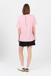 Kadın Tişört-Pembe Arka Yazı Baskılı Kalpli %100 Pamuk Oversize Tişört 2150-33M-rulem