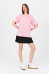Kadın Tişört-Pembe Arka Yazı Baskılı Kalpli %100 Pamuk Oversize Tişört 2150-33M-rulem