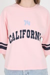 Kadın Tişört-Pembe California Baskılı Oversize Tişört 6817-rulem