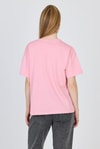 Kadın Tişört-Pembe Yazı Baskılı %100 Pamuk Oversize Tişört 2150-5M-rulem