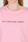 Kadın Tişört-Pembe Yazı Baskılı %100 Pamuk Oversize Tişört 2150-5M-rulem