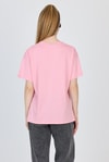 Kadın Tişört-Pembe Yazı Baskılı %100 Pamuk Oversize Tişört 2150-9M-rulem