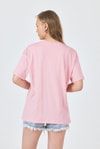 Kadın Tişört-Pembe Yazı Baskılı Oversize Pamuklu Tişört 2150-32M-rulem