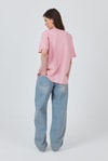 Kadın Tişört-Pembe Yazı Baskılı Pamuklu Oversize Tişört 2150-3M-rulem