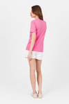 Kadın Tişört-Pembe Yazı Kabartmalı Tişört 25223-rulem