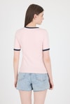 Kadın Tişört-Pudra Ribanalı Yazı Baskılı Slim Fit Tişört 5981-rulem