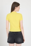 Kadın Tişört-Sarı İnci Kurdele İşlemeli Crop Slim Fit Tişört 2229-rulem