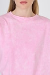 Kadın Tişört-Şeker Pembe Yıkamalı Oversize Basic Tişört 253014-rulem