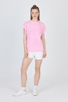 Kadın Tişört-Şeker Pembe Yıkamalı Oversize Basic Tişört 253014-rulem