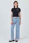 Kadın Tişört-Siyah İnci Kurdele İşlemeli Crop Slim Fit Tişört 2229-rulem