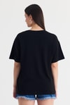 Kadın Tişört-Siyah Nakış Detaylı Oversize Tişört 2150-16-rulem