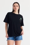 Kadın Tişört-Siyah Nakış Detaylı Oversize Tişört 2150-16-rulem