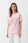 Kadın Tişört-Taşlı Kiraz Desenli Crop Tişört 26750 Pembe -rulem