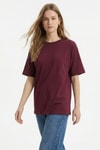 Kadın Tişört-TCR-1633 Oversize Tişört Bordo-rulem