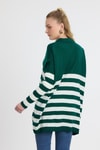 Kadın Tunik-Benetton Yeşili Polo Yaka Çizgili Tunik 5340-rulem
