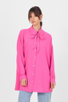 Kadın Tunik-Pembe Fırfır Yaka Detaylı Bağlamalı Tunik 4586A-rulem