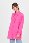 Kadın Tunik-Pembe Fırfır Yaka Detaylı Bağlamalı Tunik 4586A-rulem