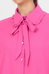 Kadın Tunik-Pembe Fırfır Yaka Detaylı Bağlamalı Tunik 4586A-rulem