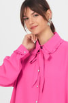 Kadın Tunik-Pembe Fırfır Yaka Detaylı Bağlamalı Tunik 4586A-rulem