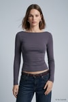 Kadın Üst Giyim-Kadın Body-Kayık Yaka Basic Penye Body 744 Antrasit-rulem