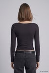Kadın Üst Giyim-Kadın Body-Kayık Yaka Basic Penye Body 744 Siyah-rulem