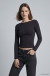 Kadın Üst Giyim-Kadın Body-Kayık Yaka Basic Penye Body 744 Siyah-rulem