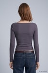 Kadın Üst Giyim-Kadın Body-Kayık Yaka Basic Penye Body 744 Antrasit-rulem