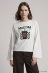 Kadın Üst Giyim-Kadın Body-Matcha Baskılı Geniş Kol Oversize Body 31153 Ekru-rulem