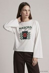 Kadın Üst Giyim-Kadın Body-Matcha Baskılı Geniş Kol Oversize Body 31153 Ekru-rulem