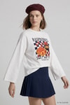 Kadın Üst Giyim-Kadın Body-Raspberries Baskılı Geniş Kol Oversize Body 31152 Ekru-rulem