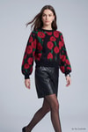 Kadın Üst Giyim-Kadın Kazak-Gül Desenli Kazak 2532 Siyah-rulem