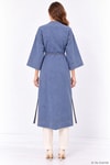 Kadın Üst Giyim-Kadın Kimono-Deniz Kabuğu Detaylı Uzun Kot Kimono 3530 Açık Mavi-rulem